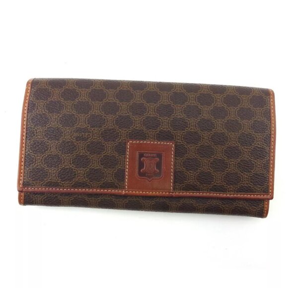 Celine long wallet macadam beige PVC x leather Authentic USED - Picture 1 of 11